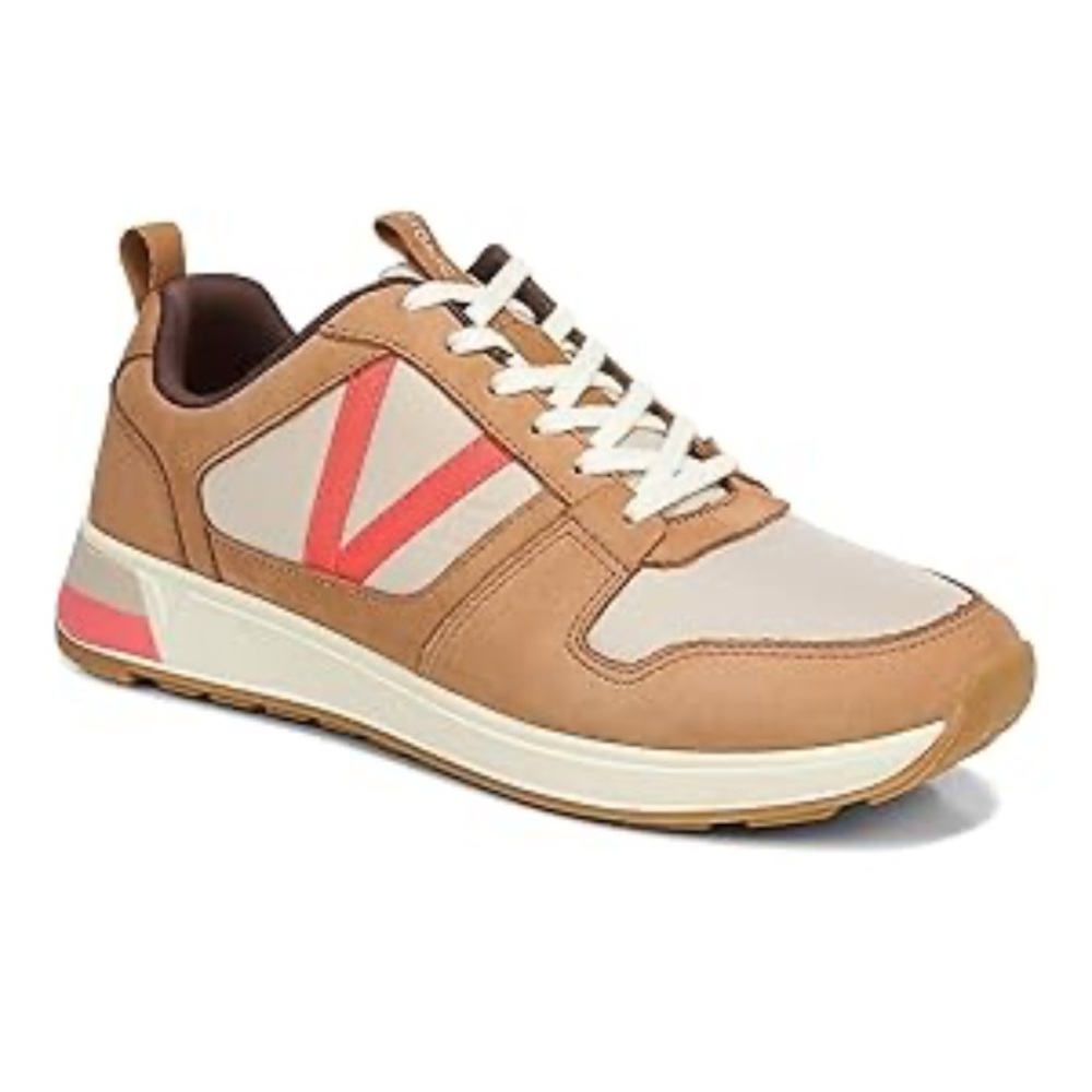 Vionic Rechelle Brown Pink Vintage Inspired Sneakers Size 9